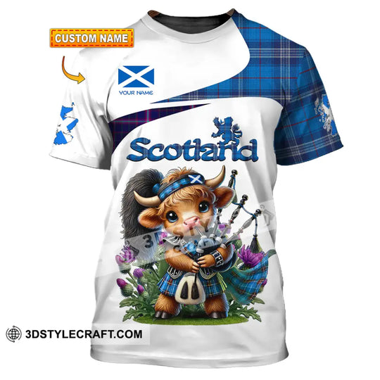 Unisex Shirt - Custom Text Shirt, Scotland, Highland Cow With Bagpipes Shirt style option 1