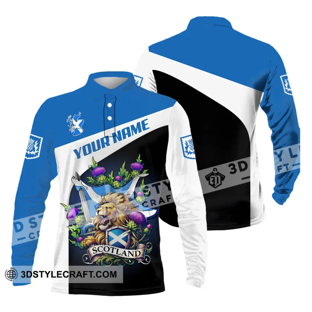 Unisex Shirt - Custom Text Shirt Scotland Shirt Long Sleeve Polo / S T-shirt