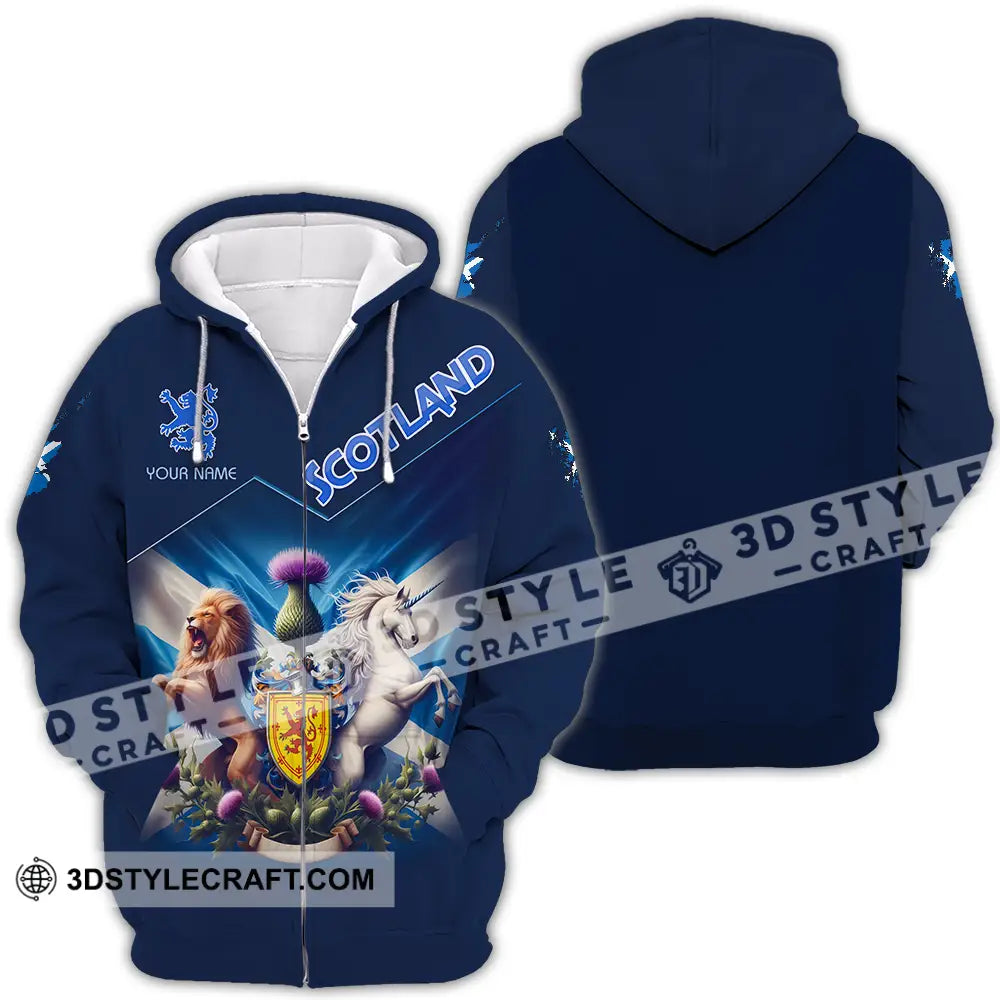 Unisex Shirt - Custom Text Shirt Scotland Shirt Zipper Hoodie / S T-shirt