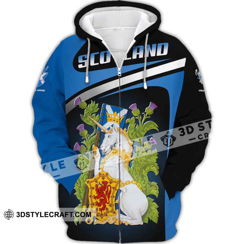 Unisex Shirt - Custom Text Shirt Scotland Shirt Zipper Hoodie / S T-shirt
