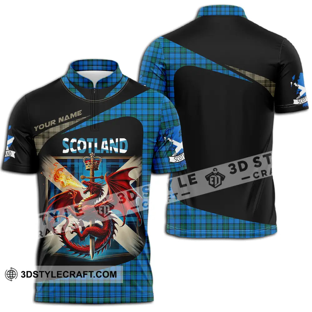 Unisex Shirt - Custom Text Shirt Scotland Shirt Zipper Polo Shirt / S T-shirt