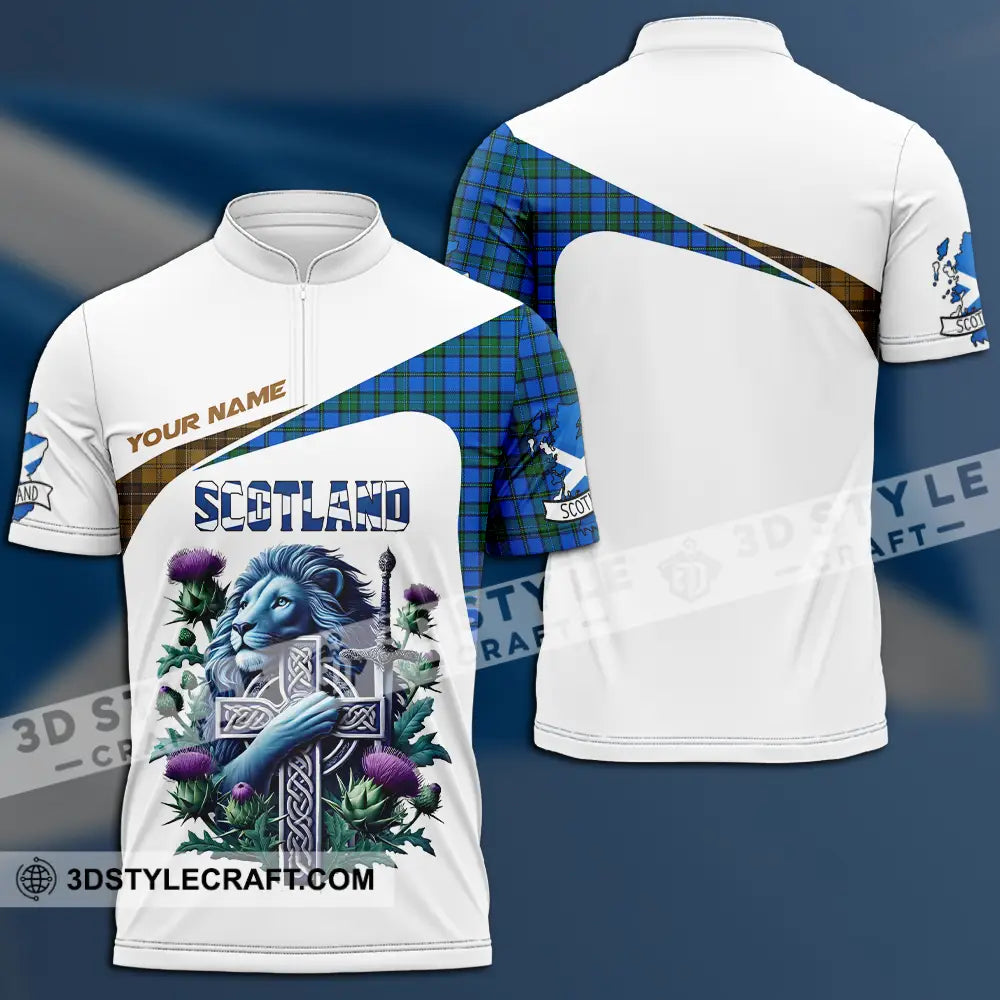Unisex Shirt - Custom Text Shirt Scotland Shirt Zipper Polo Shirt / S T-shirt