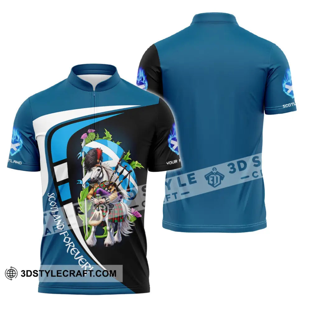 Unisex Shirt - Custom Text Shirt Scotland Shirt Zipper Polo Shirt / S T-shirt