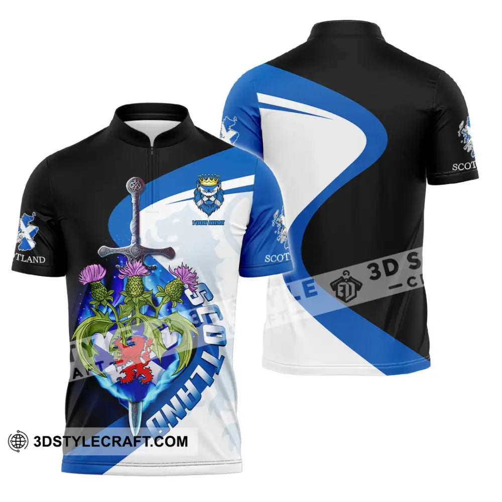 Unisex Shirt - Custom Text Shirt Scottish Shirt Zipper Polo Shirt / S T-shirt