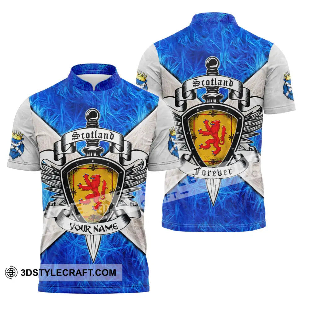 Unisex Shirt - Custom Text Shirt Scottish Shirt Zipper Polo Shirt / S T-shirt