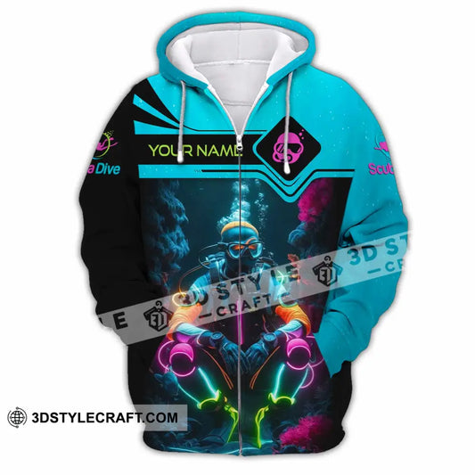 Unisex Shirt - Custom Text Shirt Scuba Diving Zipper Hoodie / S T-shirt