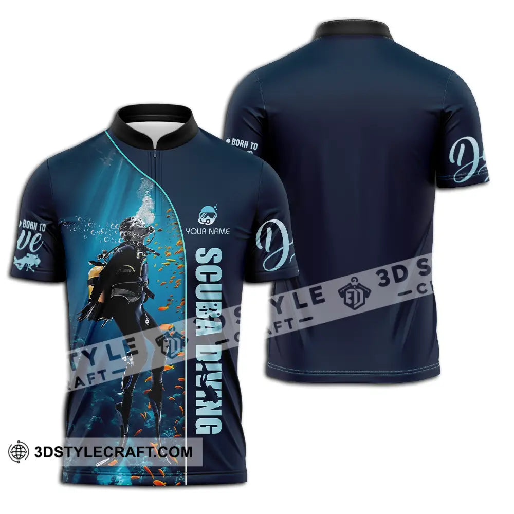 Unisex Shirt - Custom Text Scuba Diving Zipper Polo / S T-Shirt
