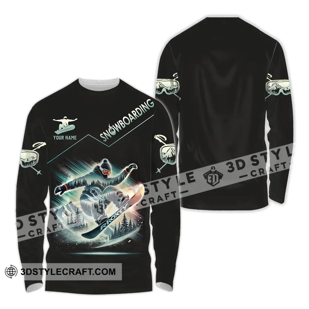 Unisex Shirt - Custom Text Snow Boarding Long Sleeve / S T-Shirt