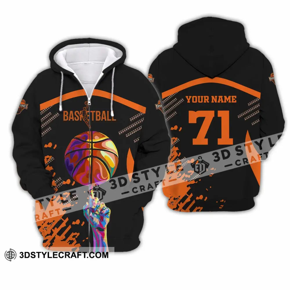 Unisex Shirt - Custom Text Sport Basketball Zipper Hoodie / S T-Shirt