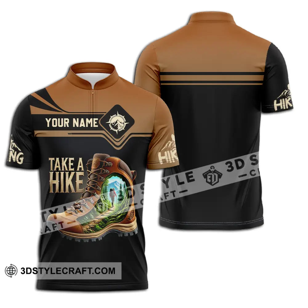 Unisex Shirt - Custom Text Take A Hike Zipper Polo / S T-Shirt