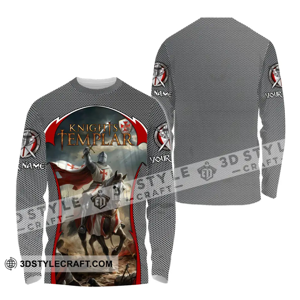 Unisex Shirt - Custom Text Shirt Templar Knight England Shirt Long Sleeve Shirt / S T-shirt