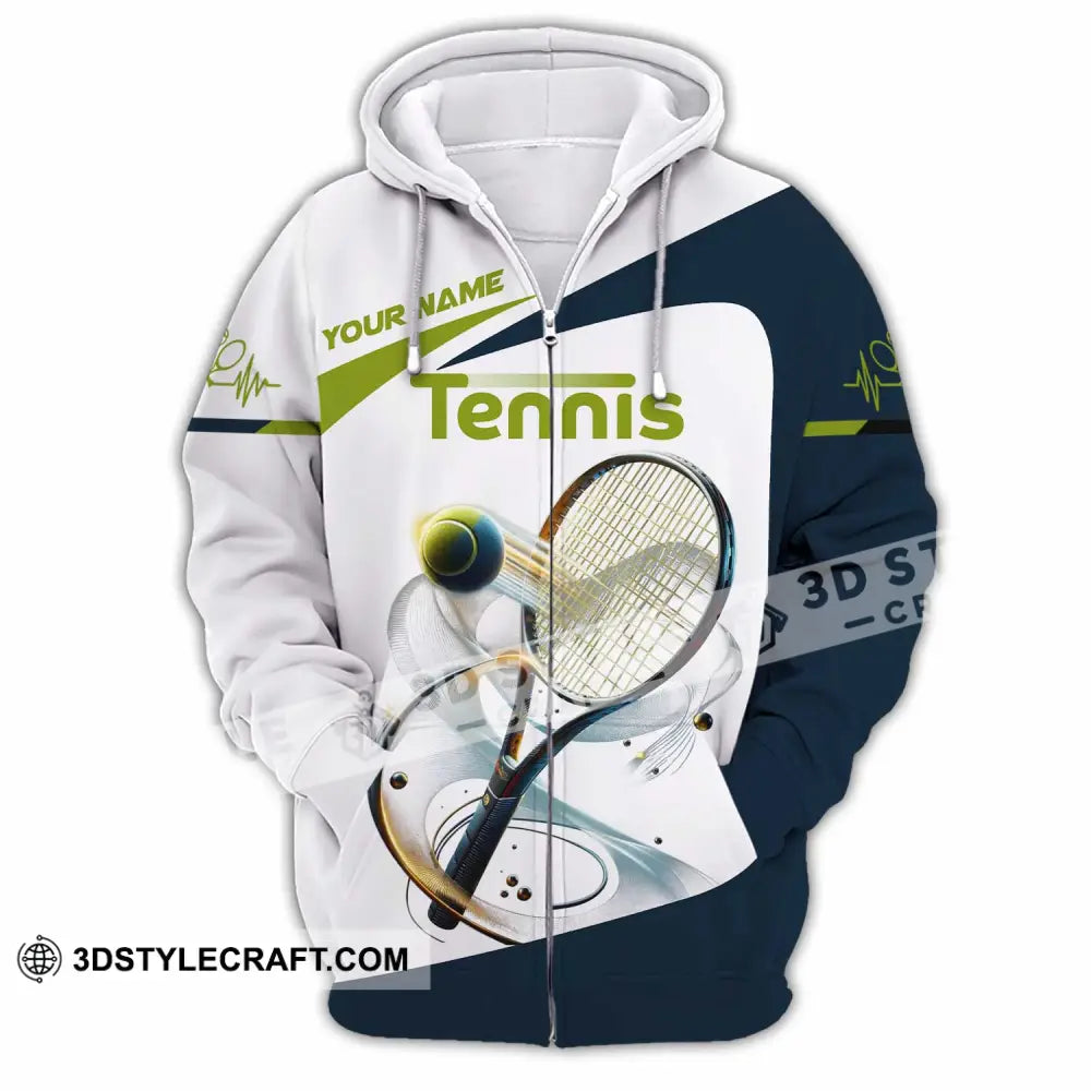 Unisex Shirt - Custom Text Tennis Player Zipper Hoodie / S T-Shirt