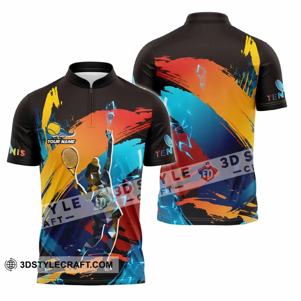 Unisex Shirt - Custom Text Shirt Tennis Shirt Zipper Polo Shirt / S T-shirt