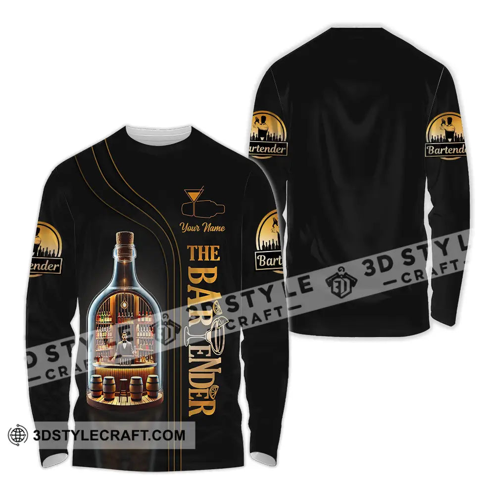 Unisex Shirt - Custom Text The Bartender Long Sleeve / S T-Shirt