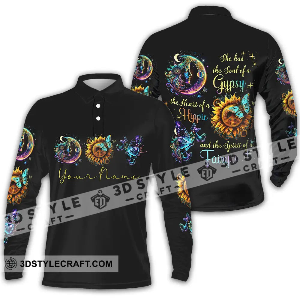 Unisex Shirt - Custom Text Shirt The Heart Of A Hippie Shirt Long Sleeve Polo / S T-shirt