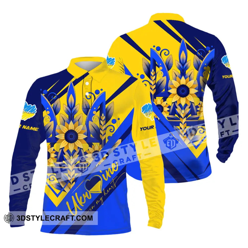 Unisex Shirt - Custom Text Shirt Ukraine Shirt Long Sleeve Polo / S T-shirt
