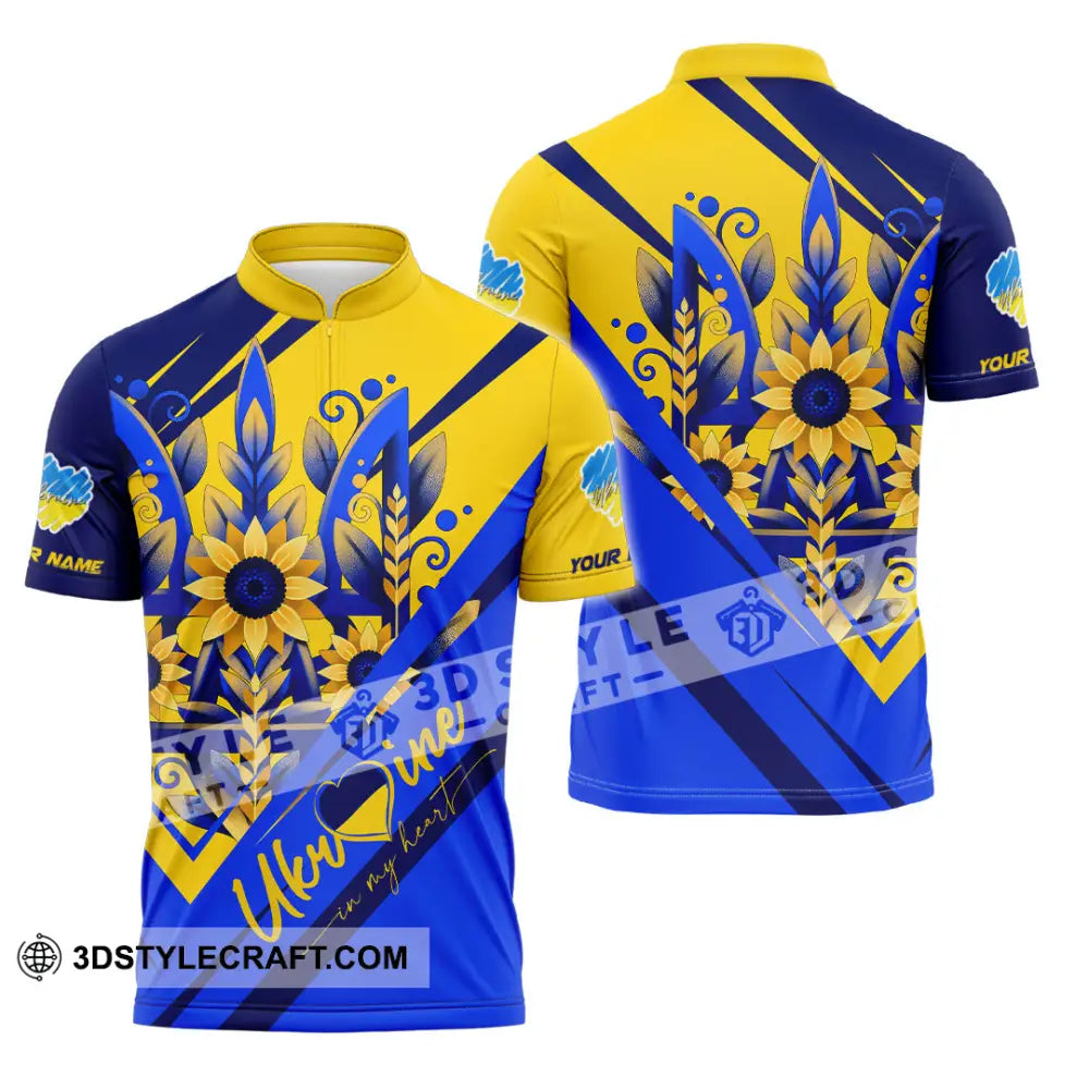Unisex Shirt - Custom Text Shirt Ukraine Shirt Zipper Polo Shirt / S T-shirt
