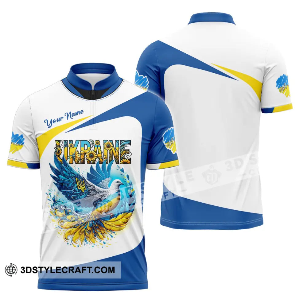 Unisex Shirt - Custom Text Shirt Ukraine Shirt Zipper Polo Shirt / S T-shirt