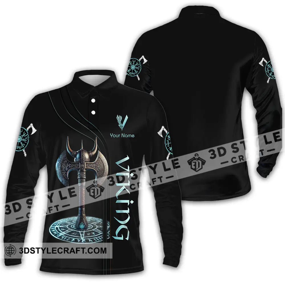 Unisex Shirt - Custom Text Viking Long Sleeve Polo / S T-Shirt