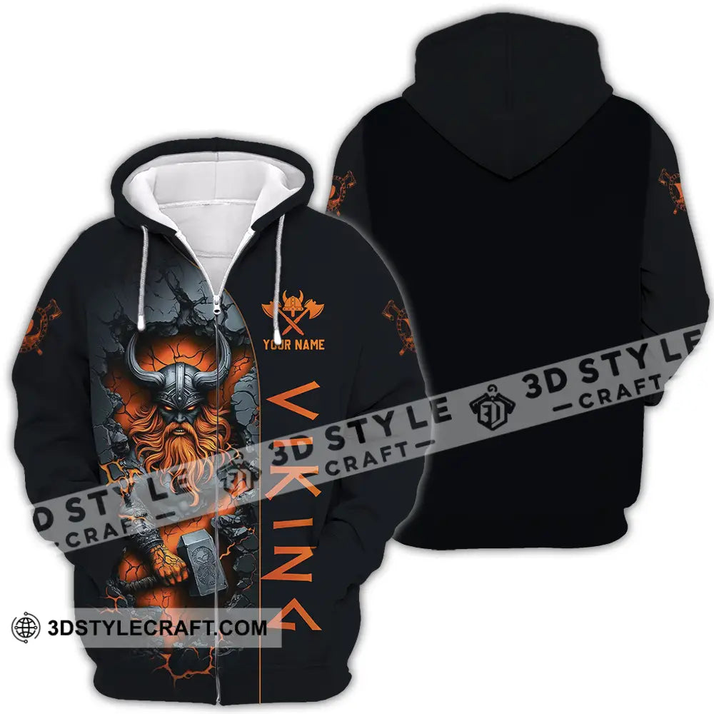 Unisex Shirt - Custom Text Viking Zipper Hoodie / S T-Shirt