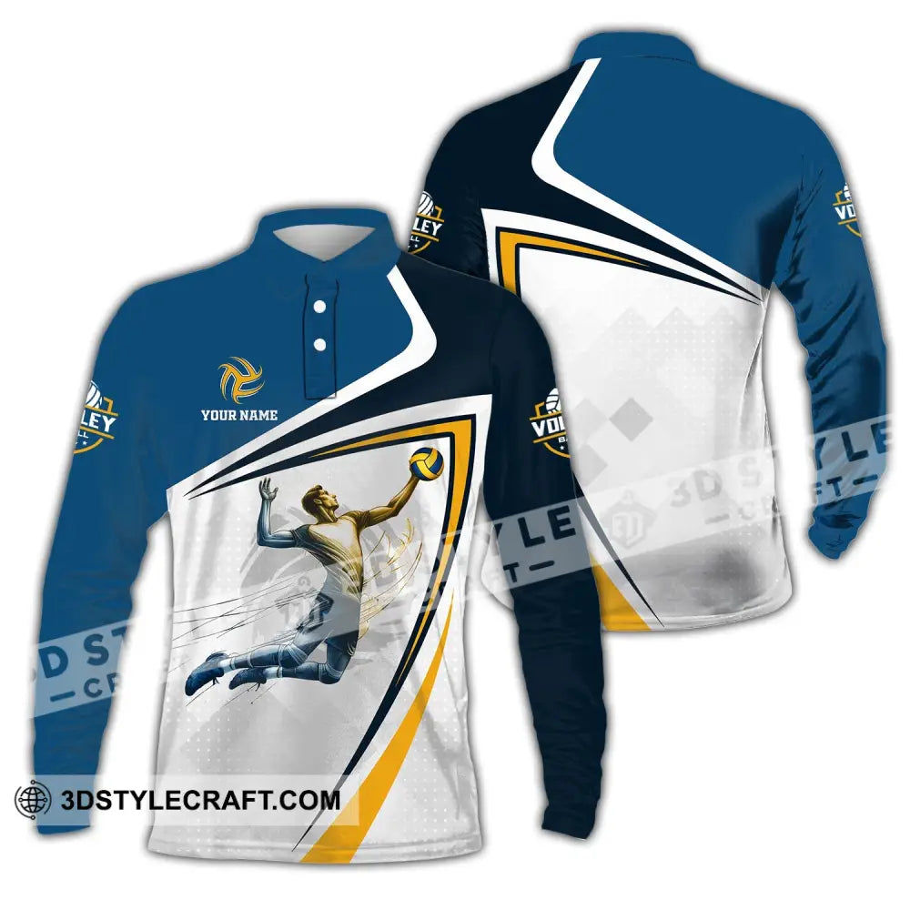 Unisex Shirt - Custom Text Volleyball Long Sleeve Polo / S T-Shirt