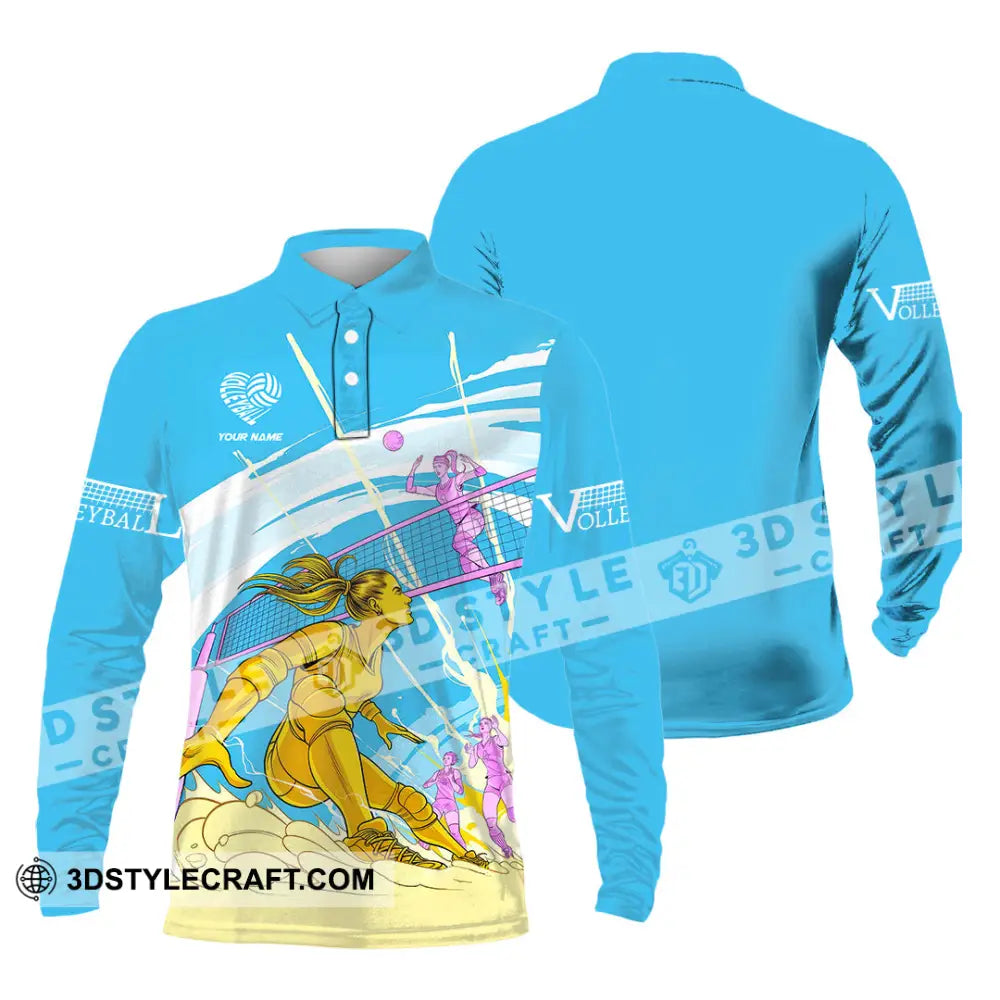 Unisex Shirt - Custom Text Volleyball Long Sleeve Polo / S T-Shirt