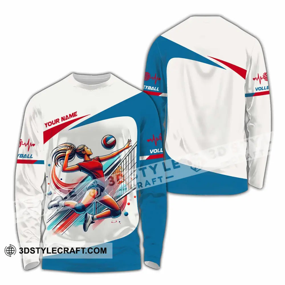 Unisex Shirt - Custom Text Shirt Volleyball Long Sleeve Shirt / S T-shirt