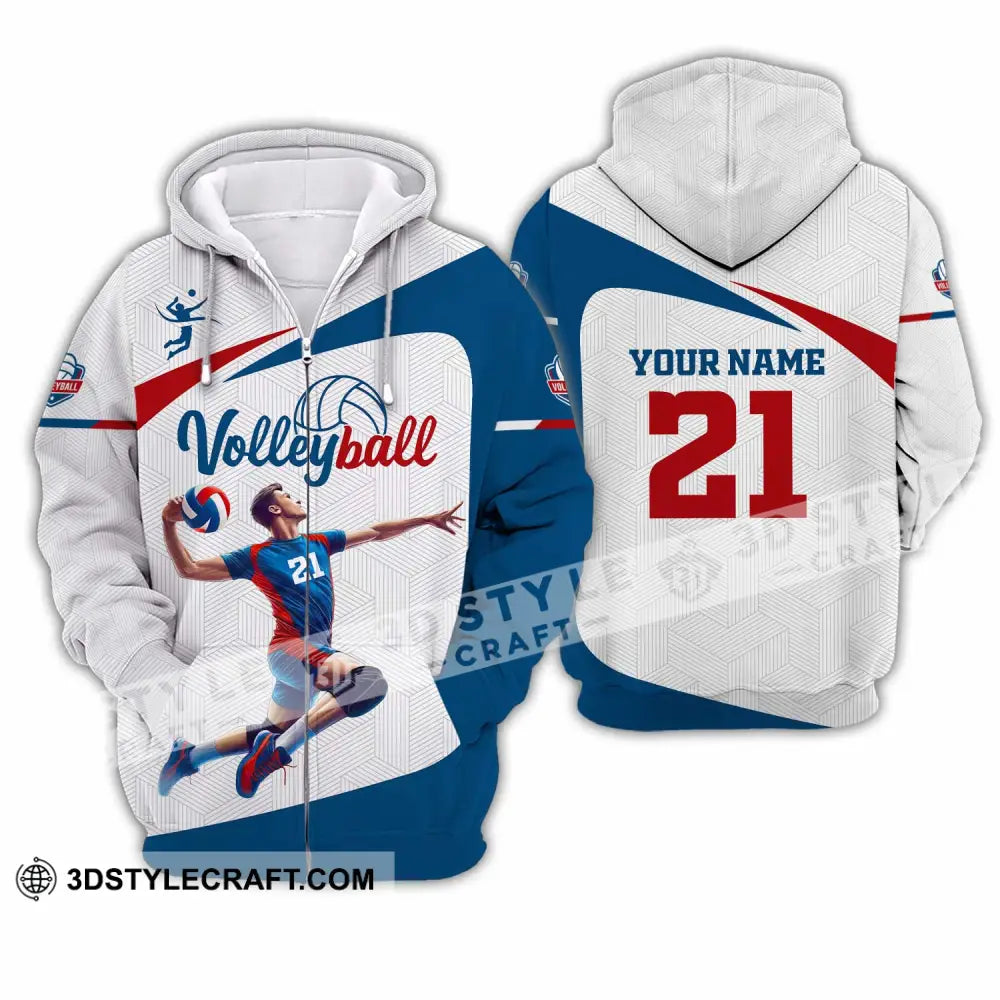 Unisex Shirt - Custom Text Shirt Volleyball Shirt Zipper Hoodie / S T-shirt