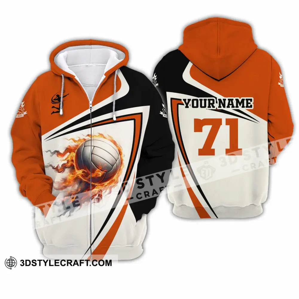 Unisex Shirt - Custom Text Volleyball Zipper Hoodie / S T-Shirt