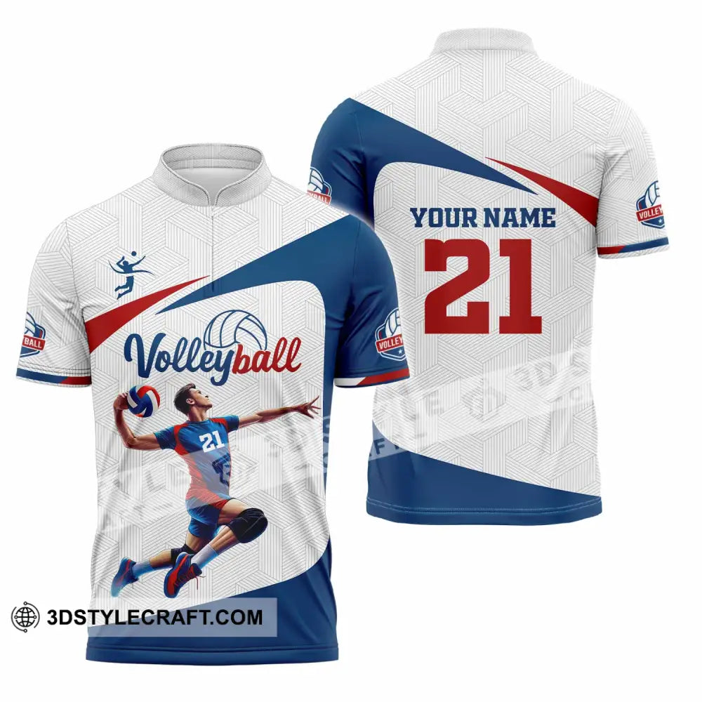 Unisex Shirt - Custom Text Shirt Volleyball Shirt Zipper Polo Shirt / S T-shirt