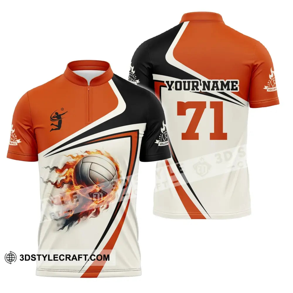 Unisex Shirt - Custom Text Volleyball Zipper Polo / S T-Shirt