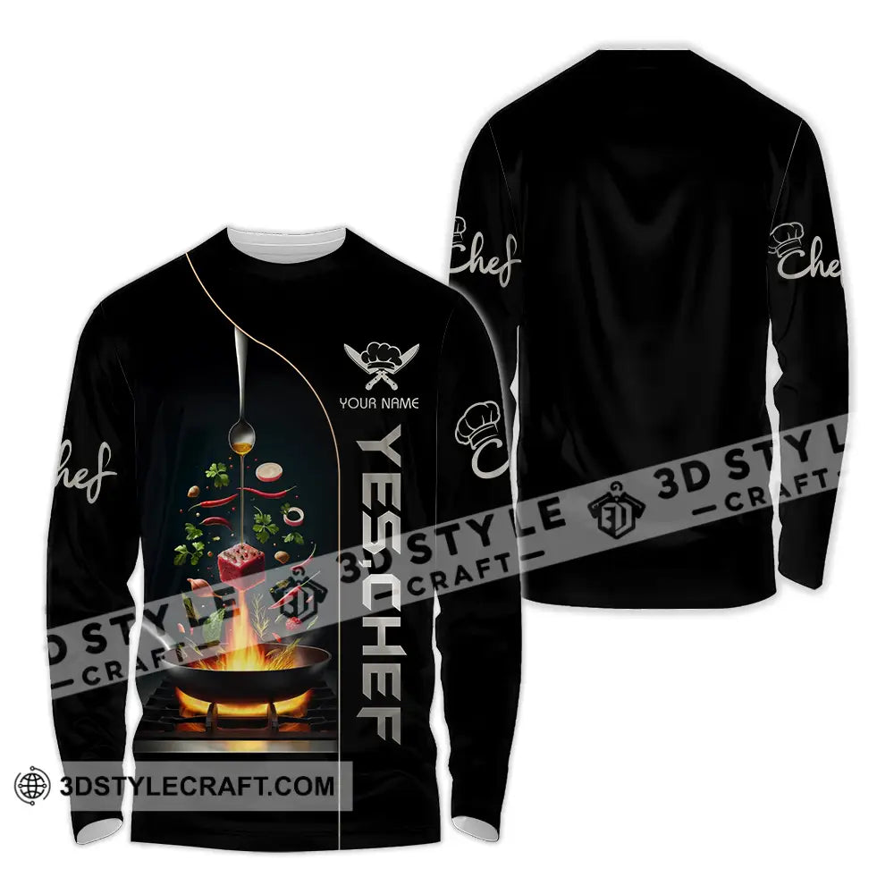 Unisex Shirt - Custom Text Shirt Yes Chef Shirt Long Sleeve Shirt / S T-shirt