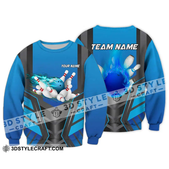 Unisex Shirt - Custom Texts Blue Fire Bowing Sport Shirt style option 4