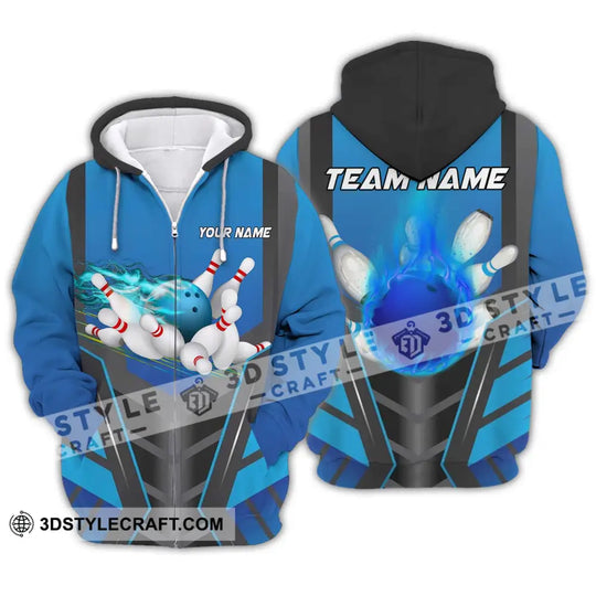 Unisex Shirt - Custom Texts Blue Fire Bowing Sport Shirt style option 2