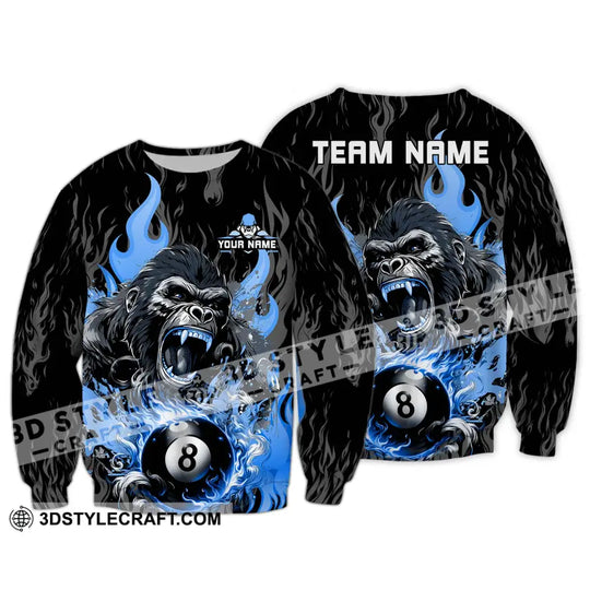Unisex Shirt - Custom Texts Blue King Kong Billiard Player Sport Shirt style option 4