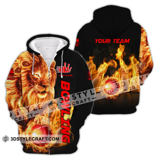 Unisex Shirt - Custom Texts Fire Lion Bowling Sport Shirt style option 2