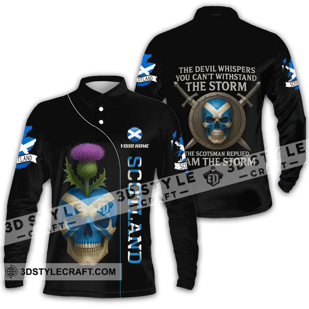 Unisex Shirt - Custom The Devil Whispers You Cannot Withstand The Storm Scotland Shirt Long Sleeve Polo / S T-shirt