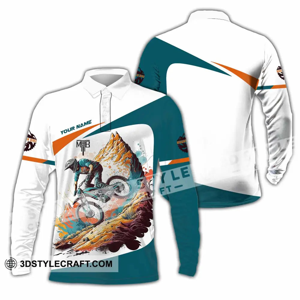 Unisex Shirt - Custom The Mountain Bike MTB Shirt Long Sleeve Polo / S T-shirt