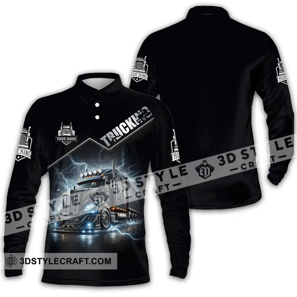 Unisex Shirt - Custom Trucker Keep On Trucking 3D Shirt Long Sleeve Polo / S T-shirt