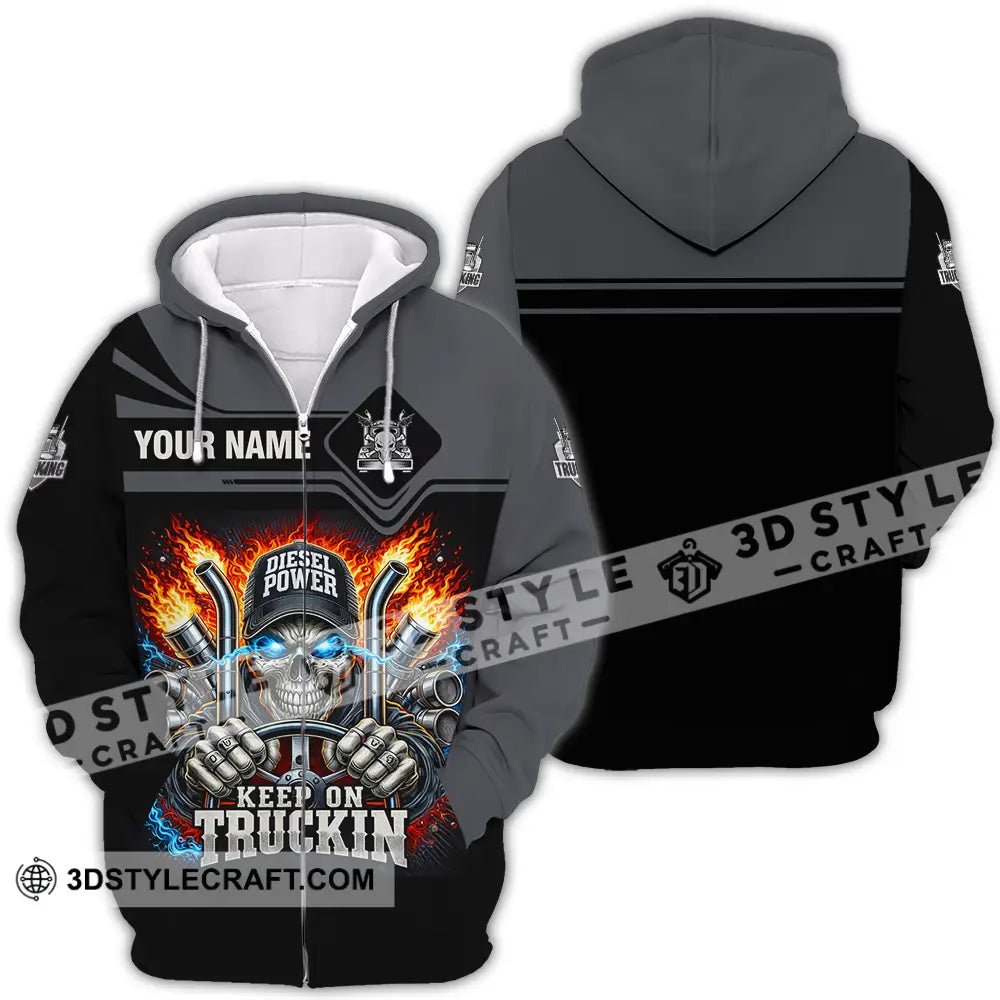 Unisex Shirt - Custom Trucker Keep On Trucking 3D Shirt Zipper Hoodie / S T-shirt