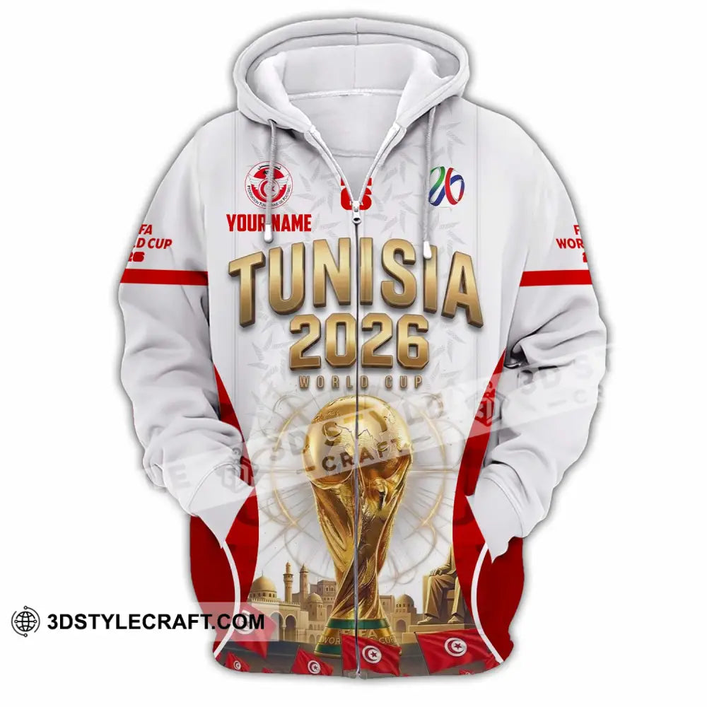 Unisex Shirt - Custom Tunisia World Cup 2026 Shirt - Zipper Hoodie / S - T-shirt