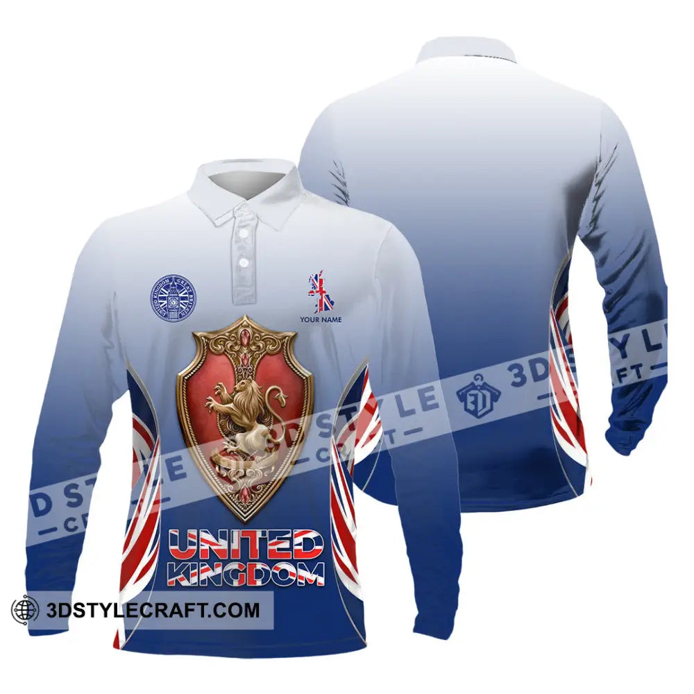 Unisex Shirt - Custom United Kingdom 3D Shirt Long Sleeve Polo / S T-shirt
