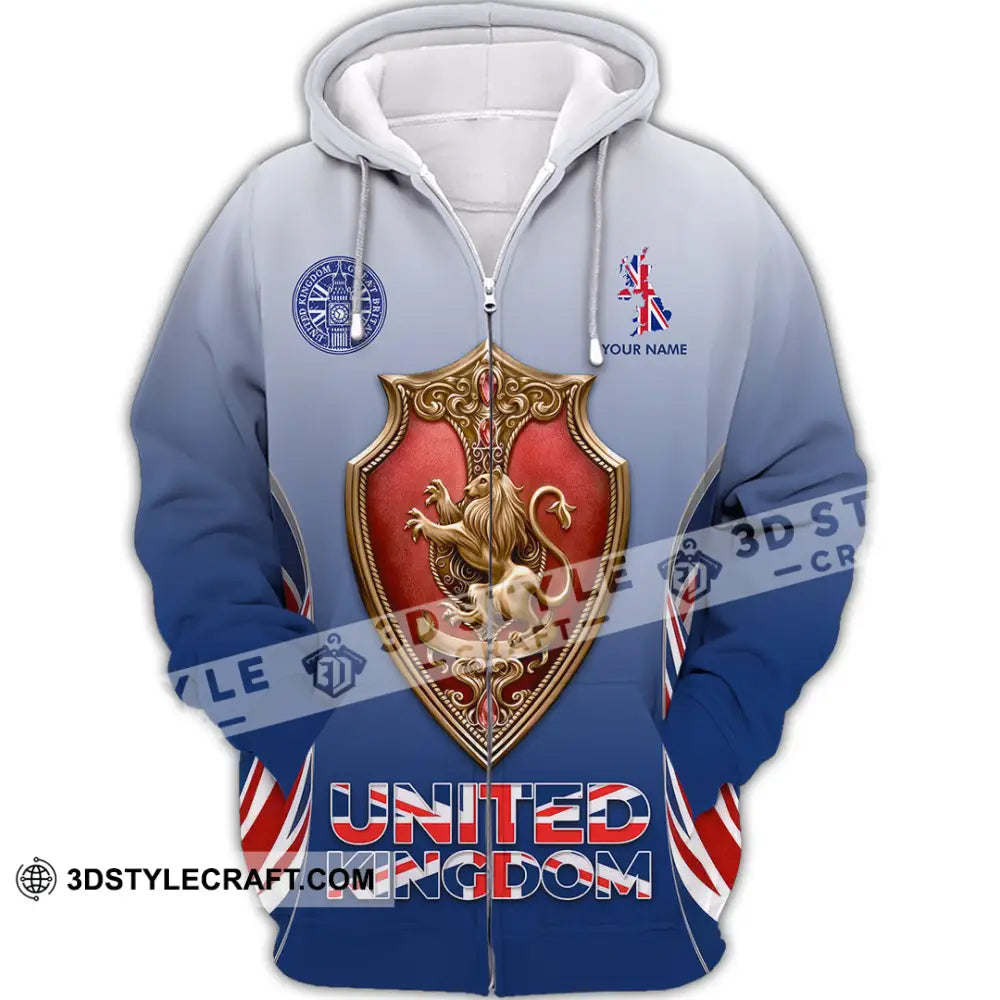 Unisex Shirt - Custom United Kingdom 3D Shirt Zipper Hoodie / S T-shirt