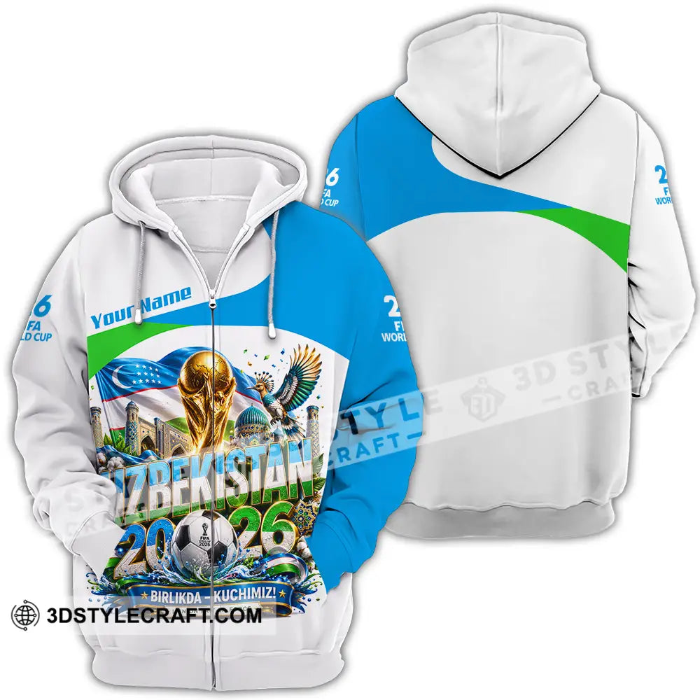 Unisex Shirt - Custom Uzbekistan World Cup 2026 Shirt - Zipper Hoodie / S - T-shirt