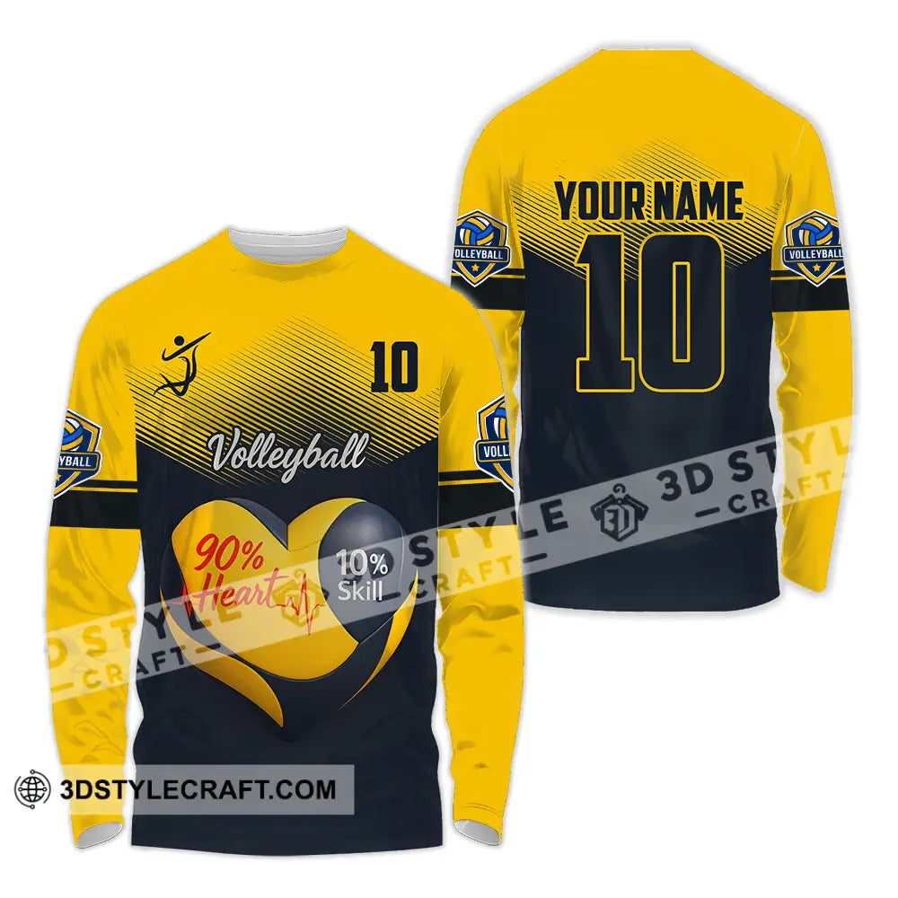 Unisex Shirt - Custom Volleyball 90% Heart 10% Skill Shirt Long Sleeve Shirt / S T-shirt