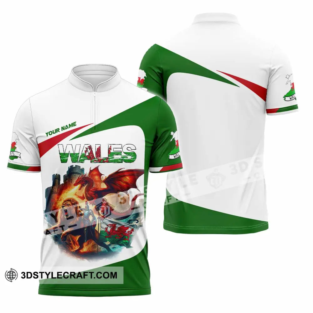 Unisex Shirt - Custom Wales Shirt Zipper Polo Shirt / S T-shirt