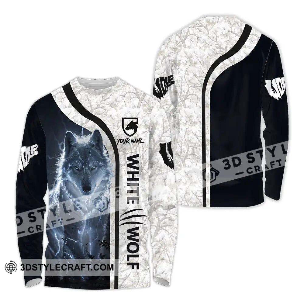 Unisex Shirt - Custom White Wolf 3D Shirt Long Sleeve Shirt / S T-shirt