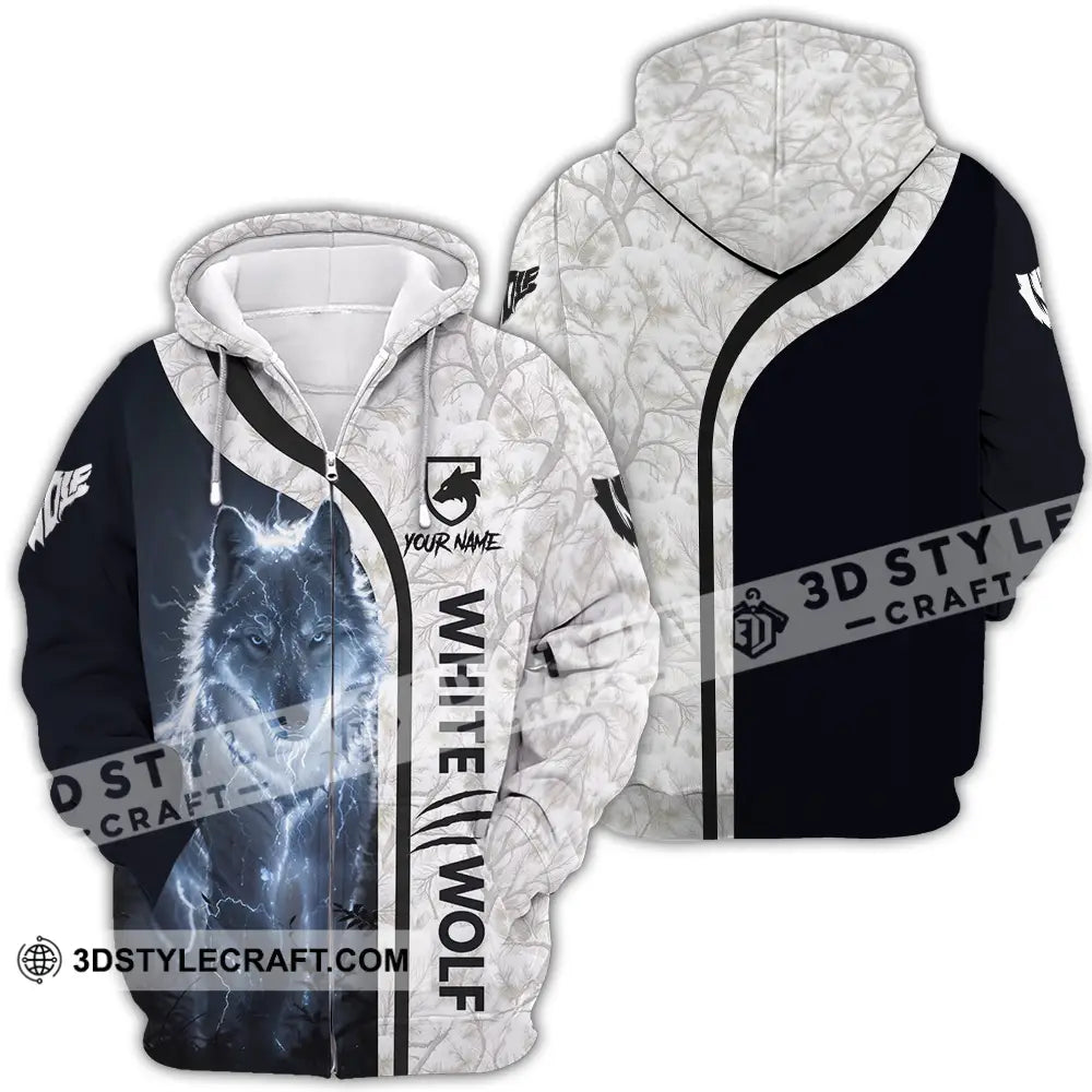Unisex Shirt - Custom White Wolf 3D Shirt Zipper Hoodie / S T-shirt
