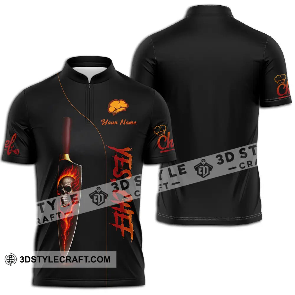 Unisex Shirt - Custom Yes Chef 3D Shirt Zipper Polo Shirt / S T-shirt