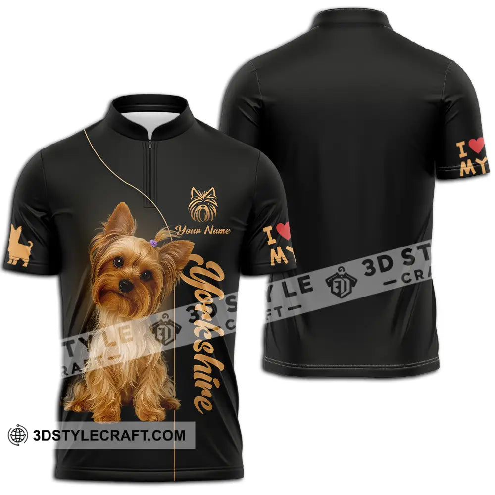Unisex Shirt - Custom Yorkshire Terrier Shirt Zipper Polo Shirt / S T-shirt
